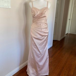 Blush pink satin bridesmaid dress